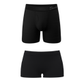 The Threat Level Midnight | Black Boyshort and Ball Hammock® Boxer With Fly Matching Couples Underwear Pack - Shinesty