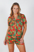 The Wiener In Paradise | Shinesty X Wienerschnitzel Tropical Button Down Short Pajama Set - Shinesty