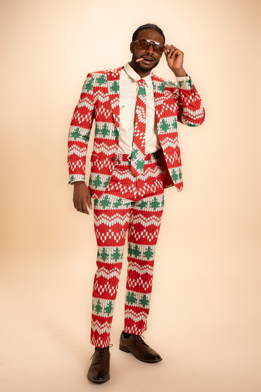 The Red Ryder | Fair Isle Knit Print Men's Novelty Suit - Shinesty