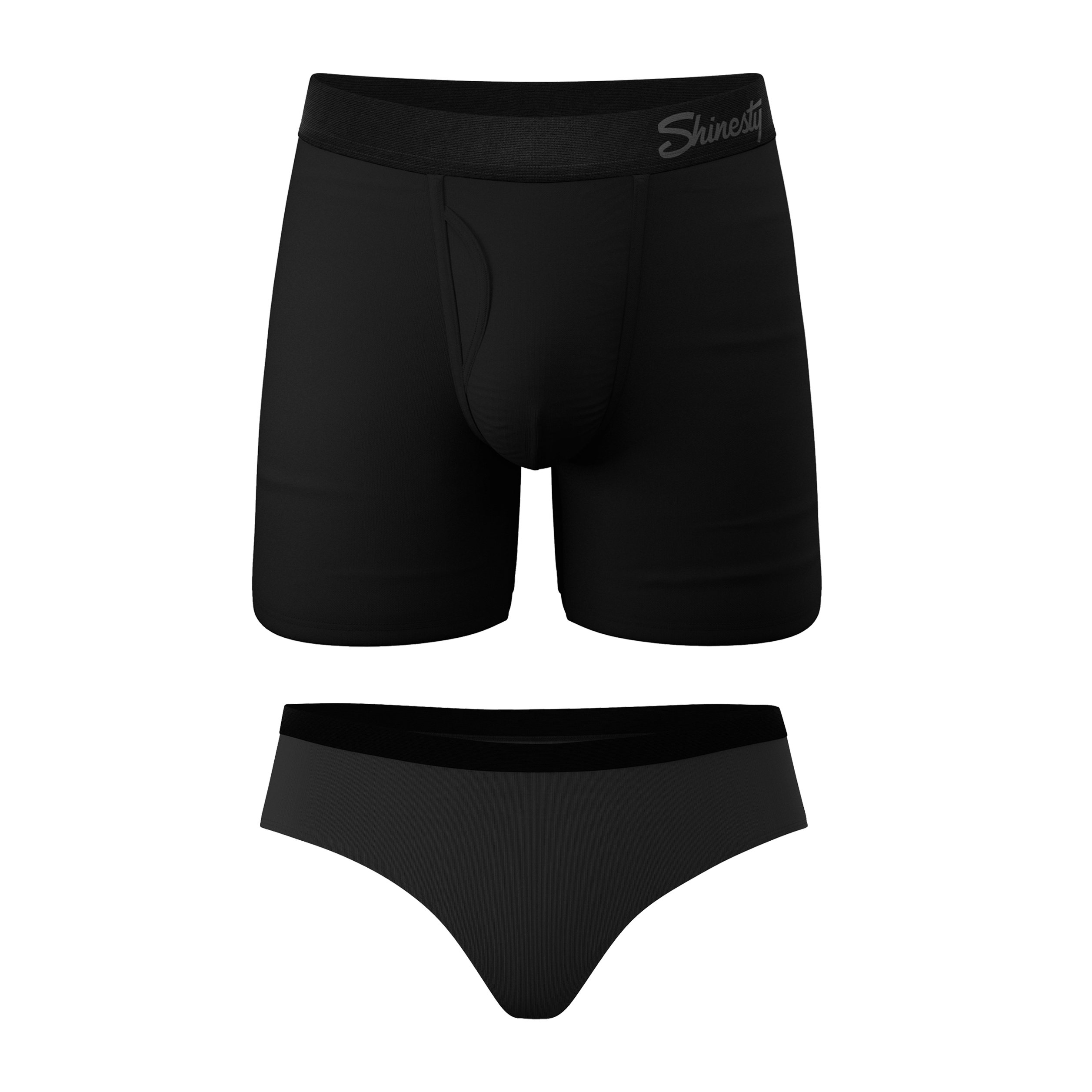 The Jack And Jane | Couples Black Ball Hammock® Boxer With Fly and Cheeky Pack - Shinesty