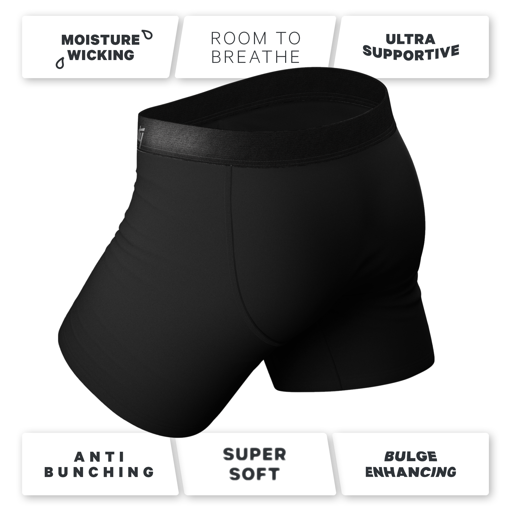 The Threat Level Midnight | Black Ball Hammock® Pouch Underwear With Fly - Shinesty