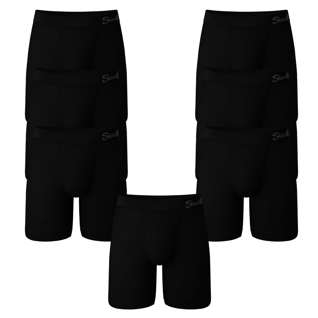 The Threat Level Midnight | Long Leg Black Ball Hammock® Pouch Underwear With Fly 7 Pack - Shinesty