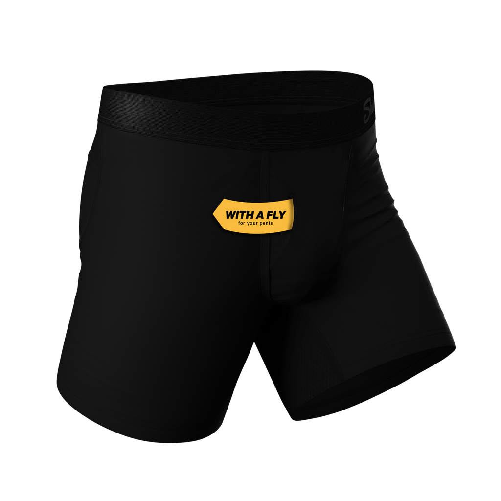 The Threat Level Midnight | Black Cooling Ball Hammock® Underwear With Fly 3 Pack - Shinesty