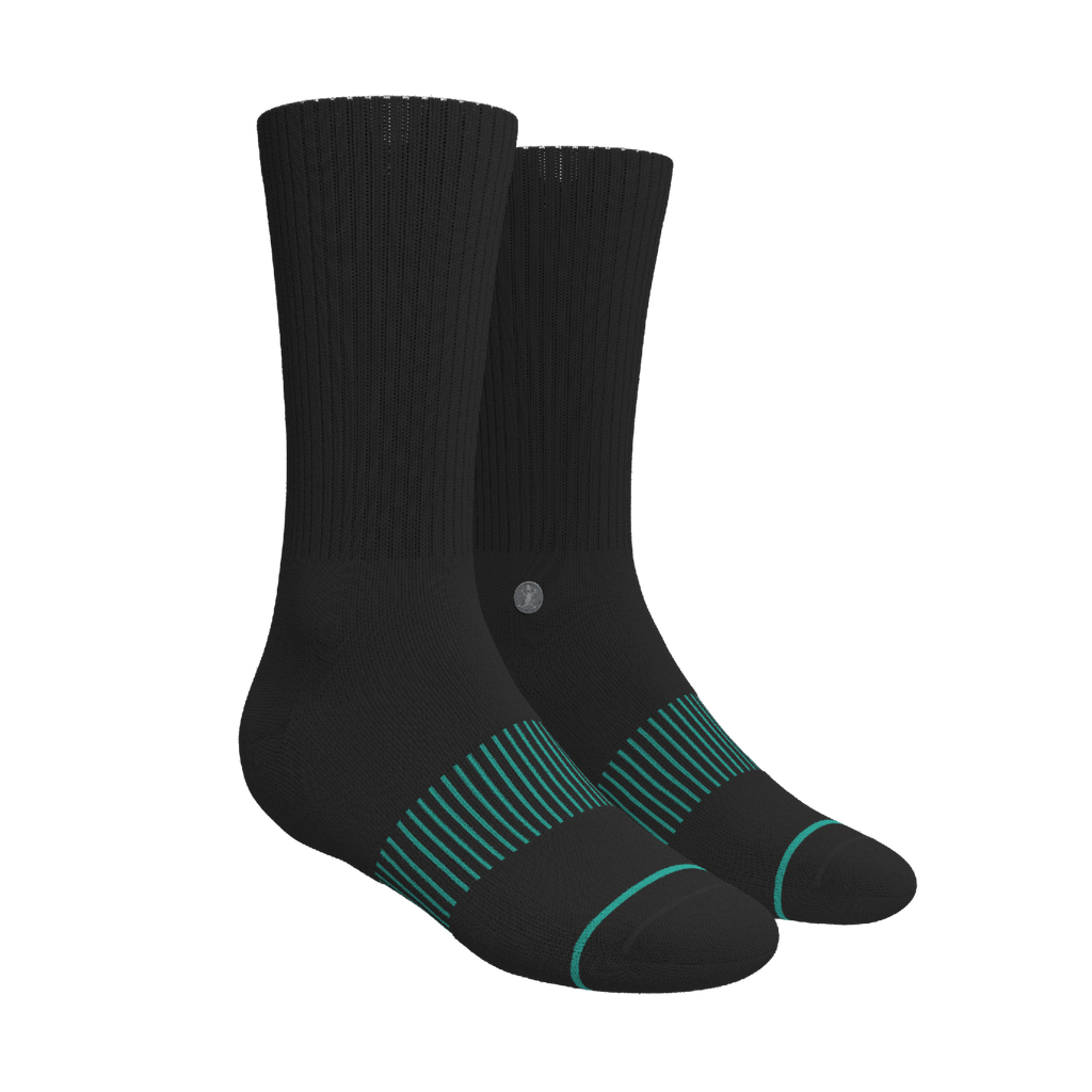 The Threat Level Midnight | Black Stay Weird Heel Hammock™ Crew Socks - Shinesty