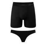 The Licorice Limbo | Solid Black Matching Couples Underwear Ball Hammock® Boxer and Thong 2 Pack - Shinesty