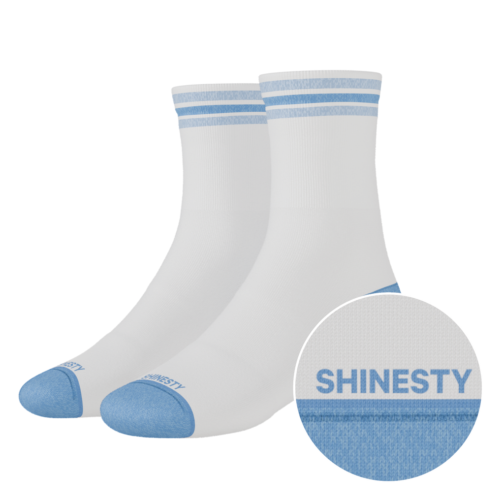 The Tickler | Powder Blue Stripe Heel Hammock™ Quarter Crew Socks - Shinesty