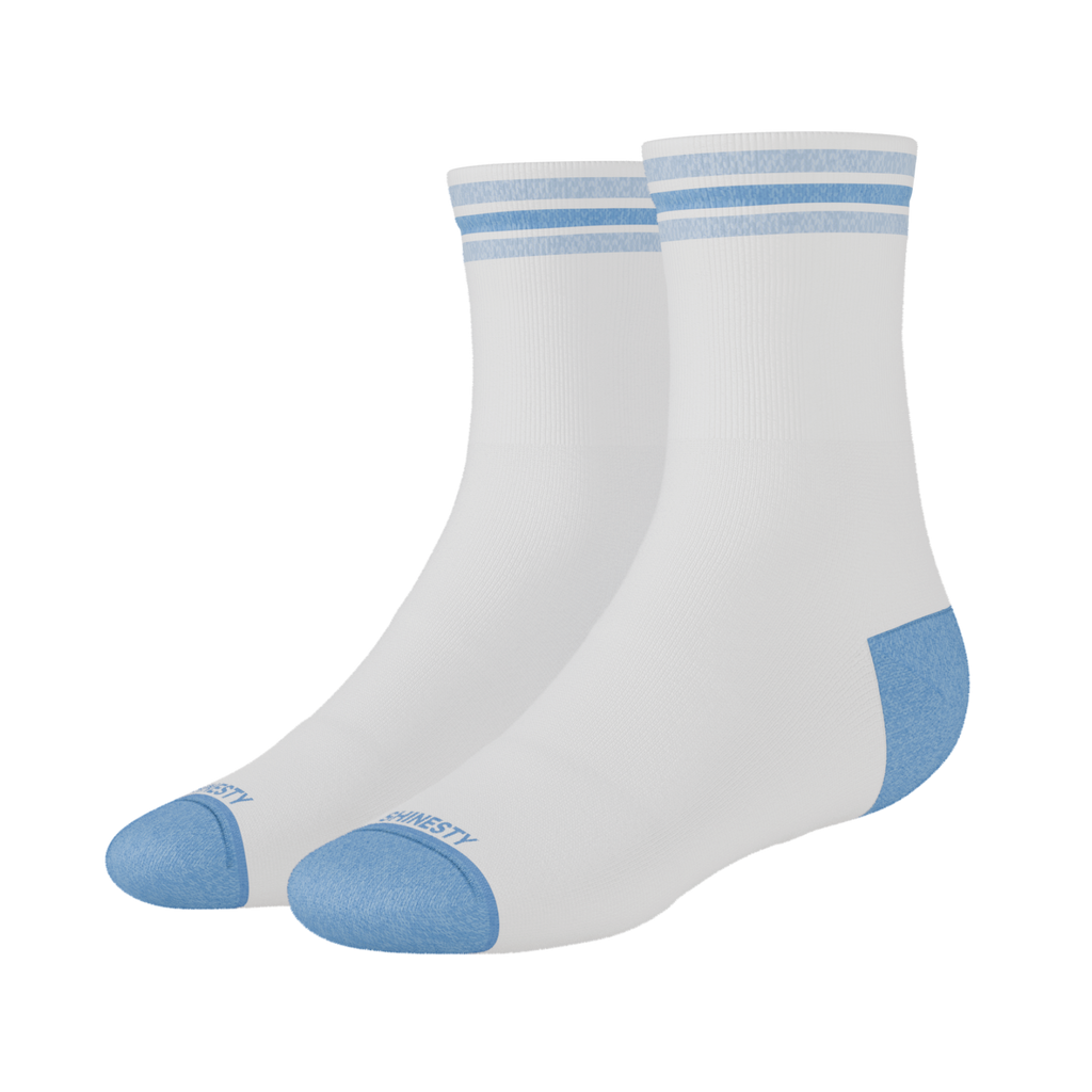 The Tickler | Powder Blue Stripe Heel Hammock™ Quarter Crew Socks - Shinesty