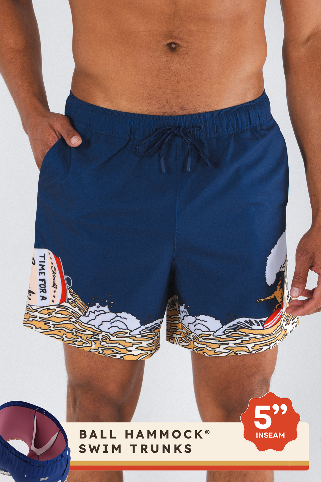 The Tidal Lager | Beer Surfer Ball Hammock® Pouch 5" Swim Trunks - Shinesty