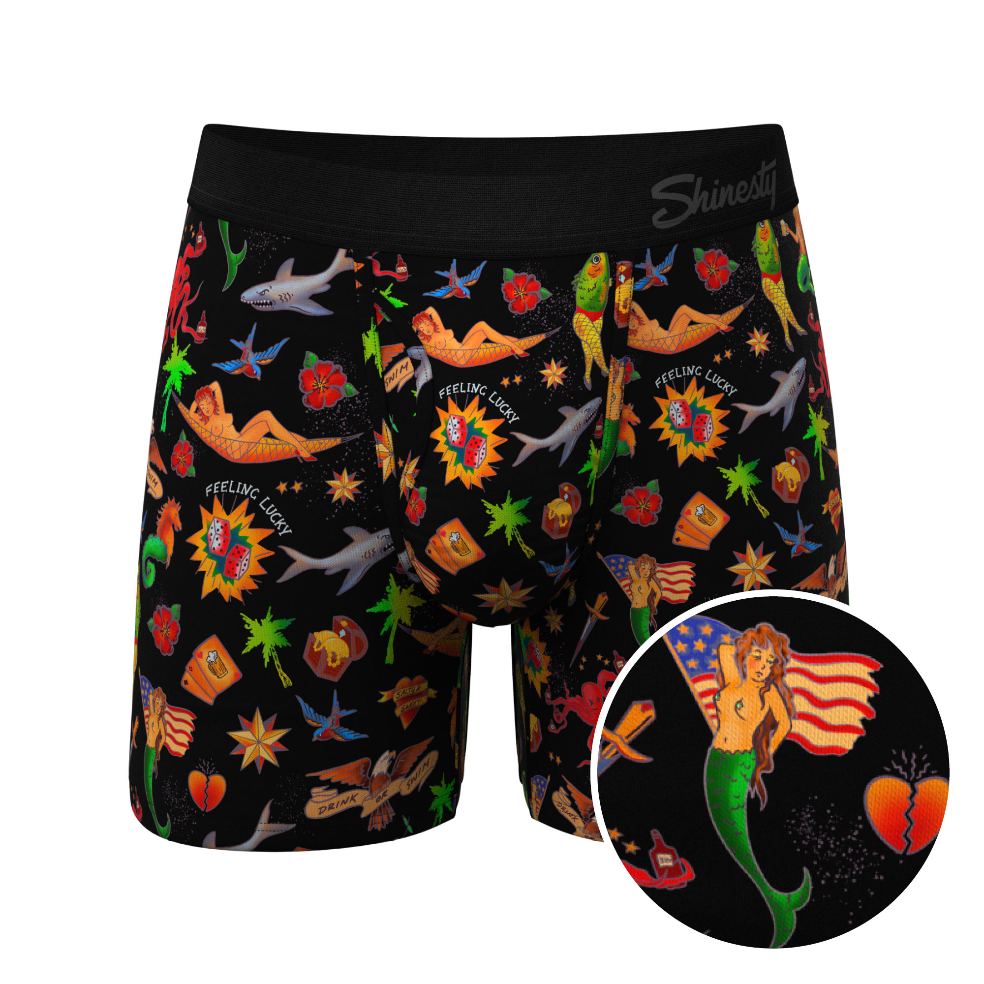 The Tight Ship | Sailor Tattoos Ball Hammock® Pouch Underwear With Fly - Shinesty