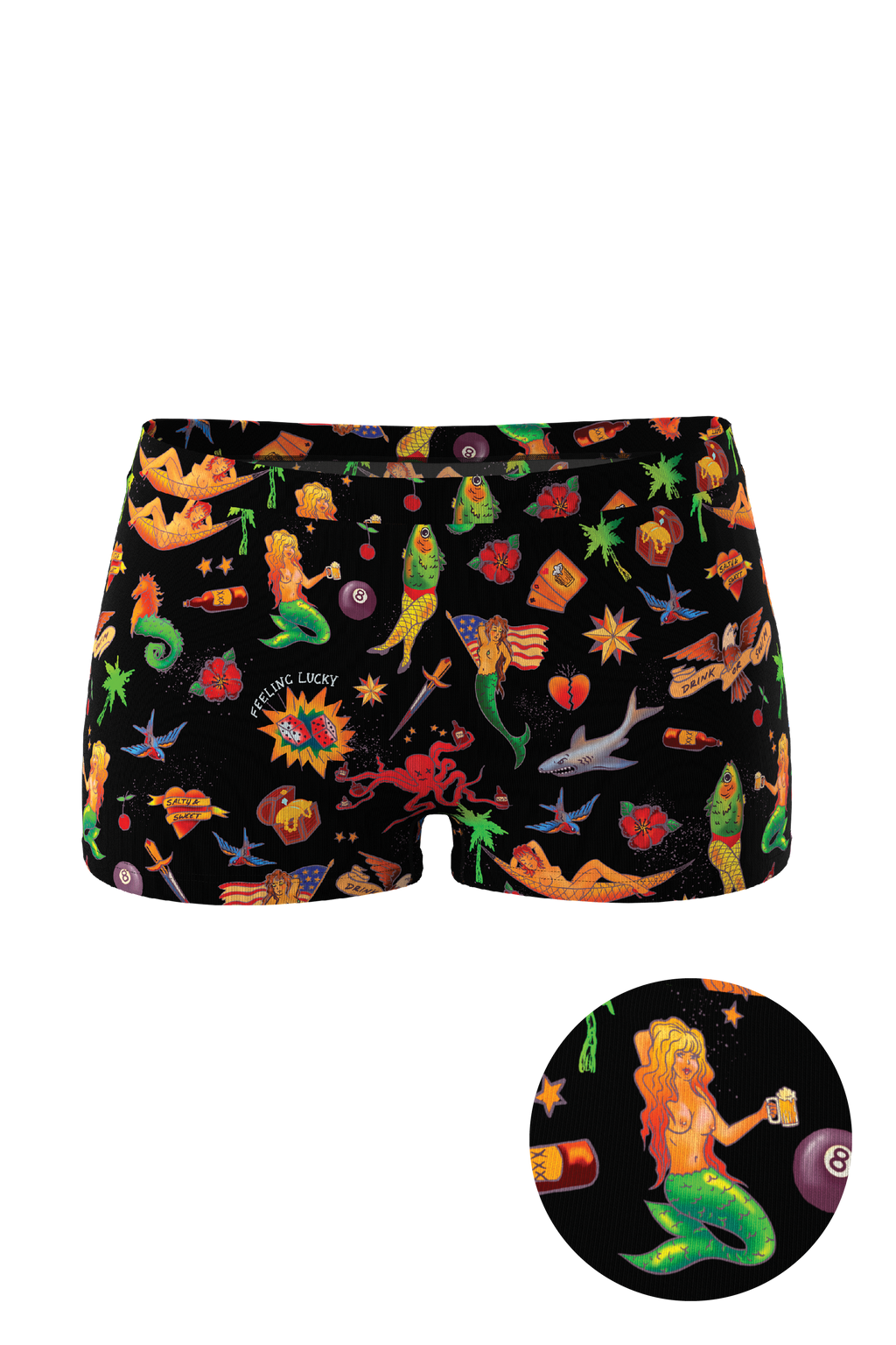 The Tight Ship | Sailor Tattoos Modal Boyshort Underwear - Shinesty