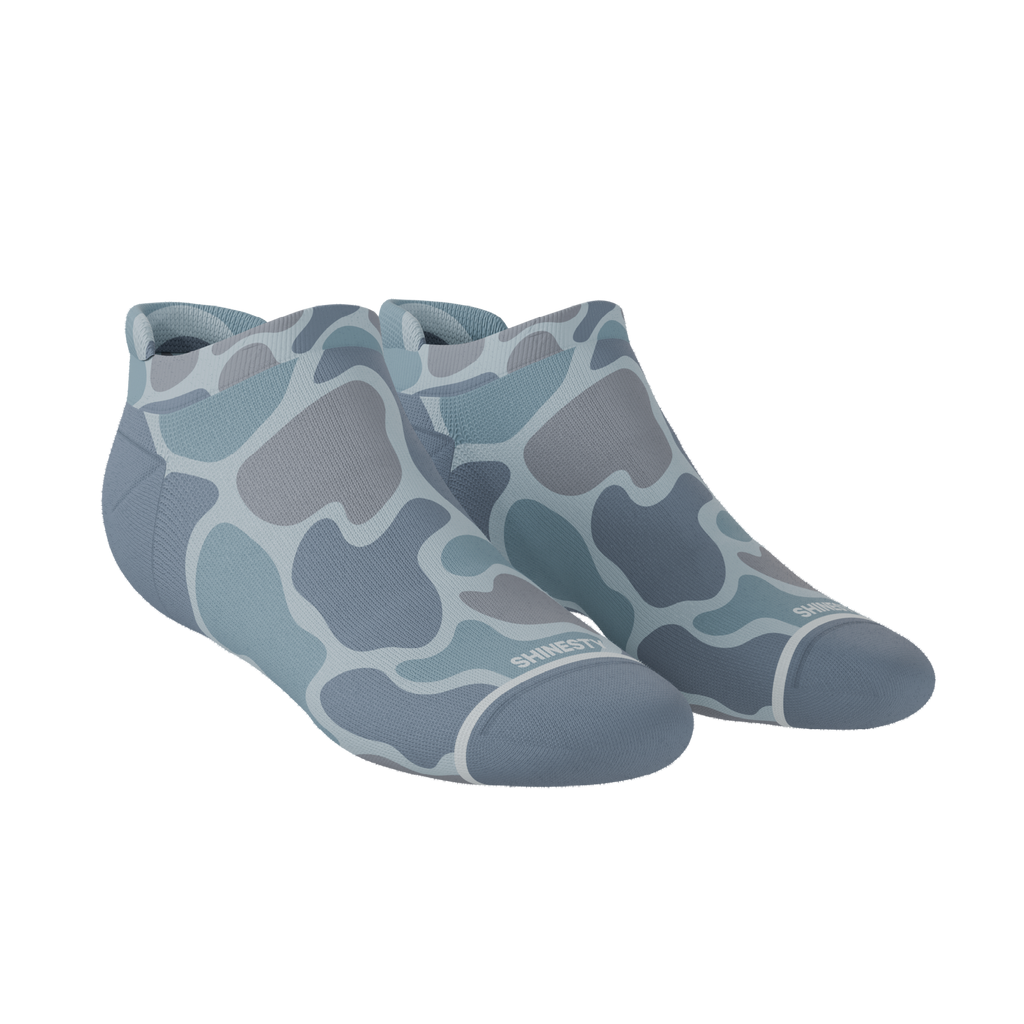 The Trail Runner | Tonal Grey Camoflauge Heel Hammock™ Ankle Socks - Shinesty