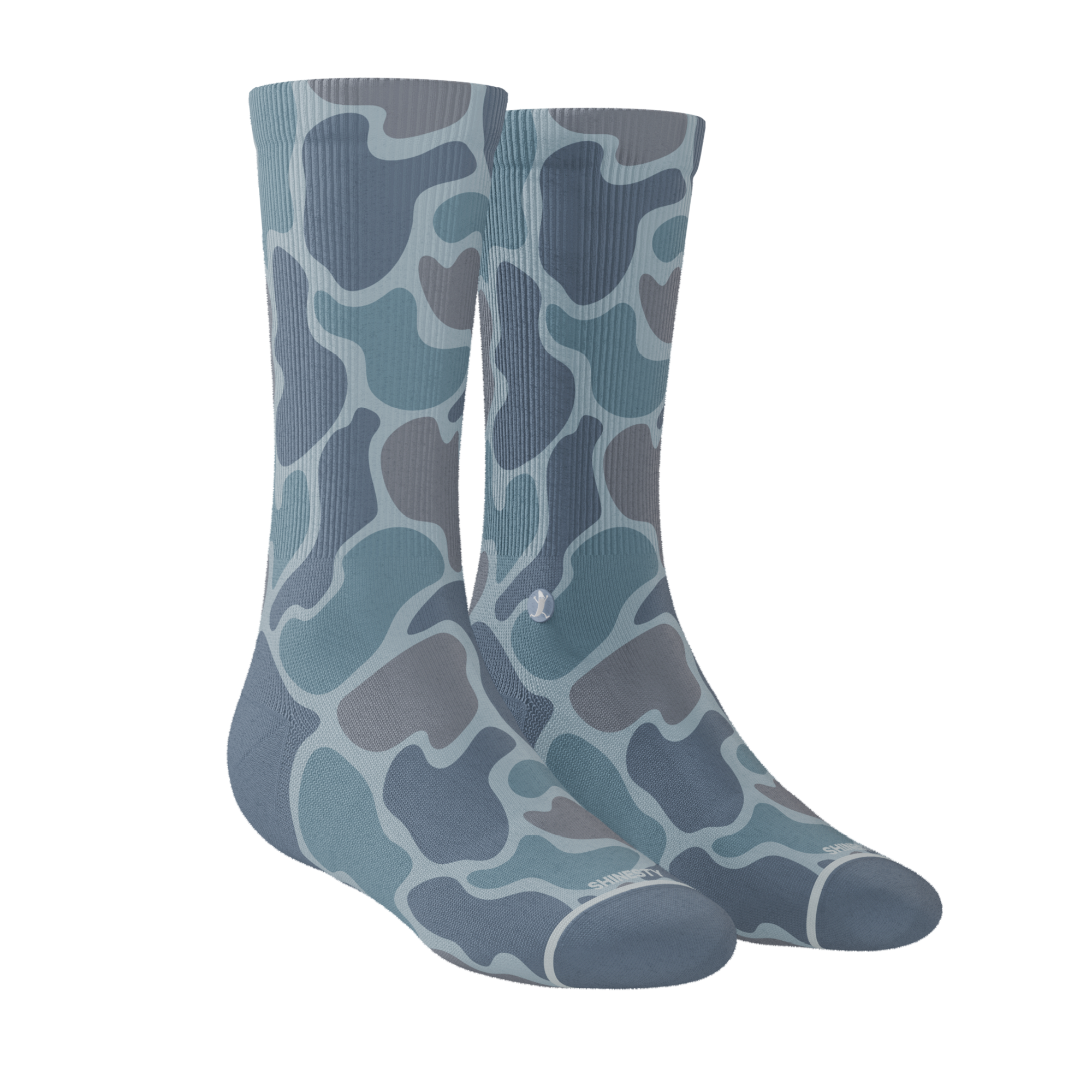 The Trail Runner | Tonal Grey Camoflauge Heel Hammock™ Crew Socks - Shinesty