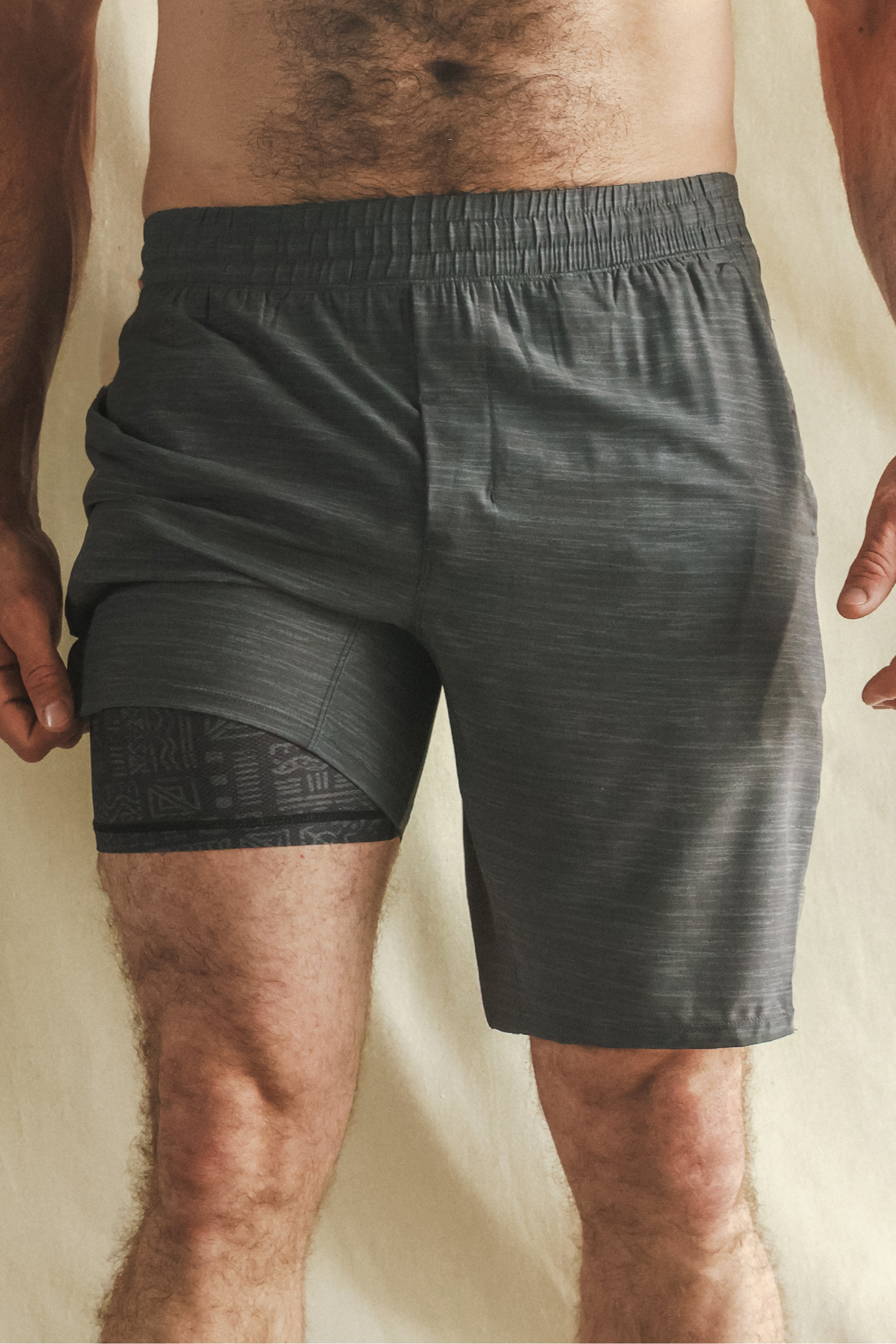 The Tribal Council | Grey Tonal Island Block Ball Hammock® 9 Inch Athletic Shorts - Shinesty