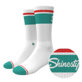 The Turks and Caicos | White and Teal Heel Hammock™ Crew Socks - Shinesty