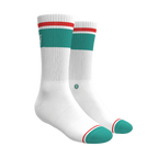 The Turks and Caicos | White and Teal Heel Hammock™ Crew Socks - Shinesty