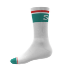 The Turks and Caicos | White and Teal Heel Hammock™ Crew Socks - Shinesty
