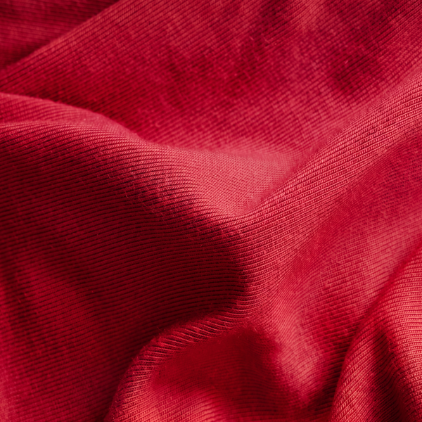 Red MicroModal knit gathered in soft folds, the fabric Shinesty uses for its men's underwear