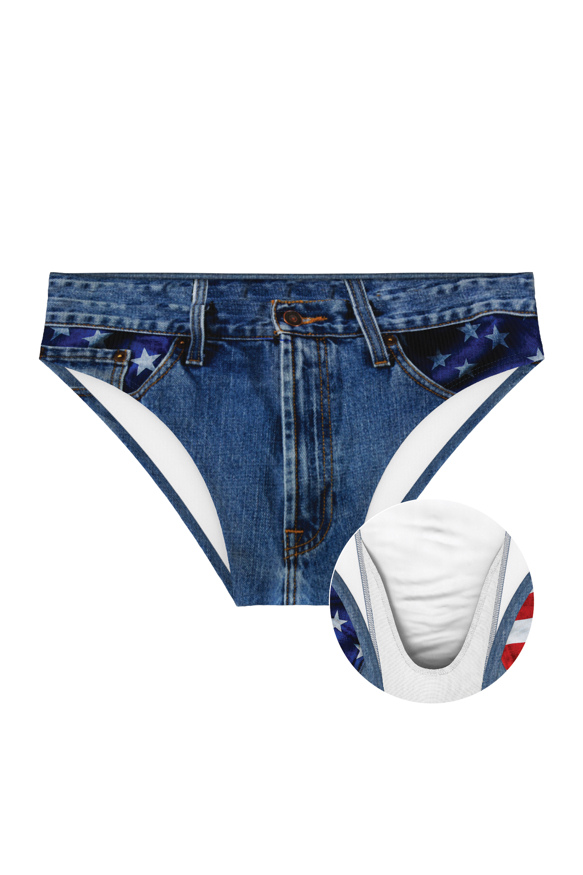The Chattahoochee Daddy | USA Denim Print Ball Hammock® Pouch Swim Briefs - Shinesty