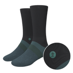 The Night Owl | Black and Teal Heel Hammock™ Crew Socks - Shinesty