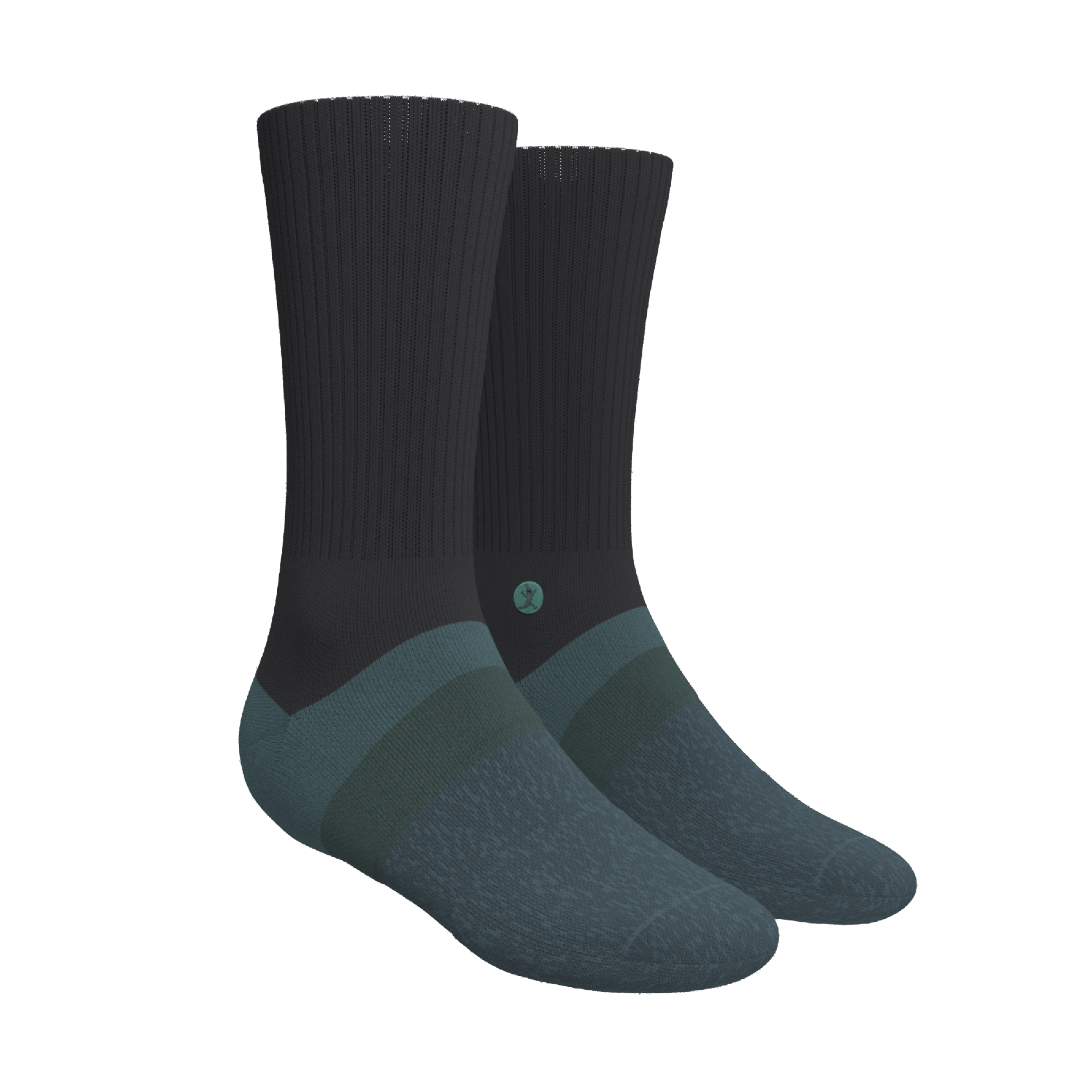 The Night Owl | Black and Teal Heel Hammock™ Crew Socks - Shinesty