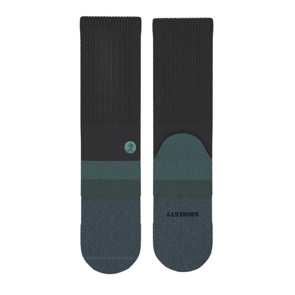 The Night Owl | Black and Teal Heel Hammock™ Crew Socks - Shinesty