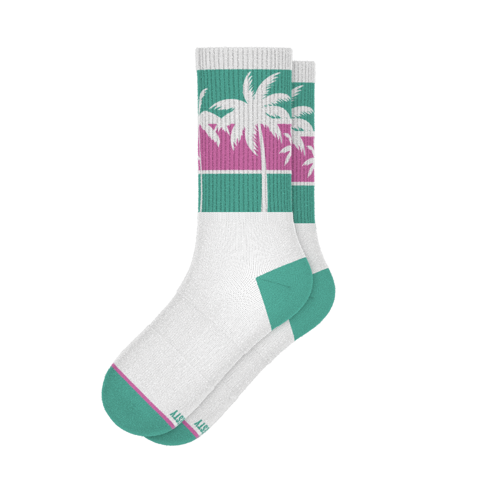 The Venice Beach | Palm Trees Heel Hammock™ Crew Socks - Shinesty
