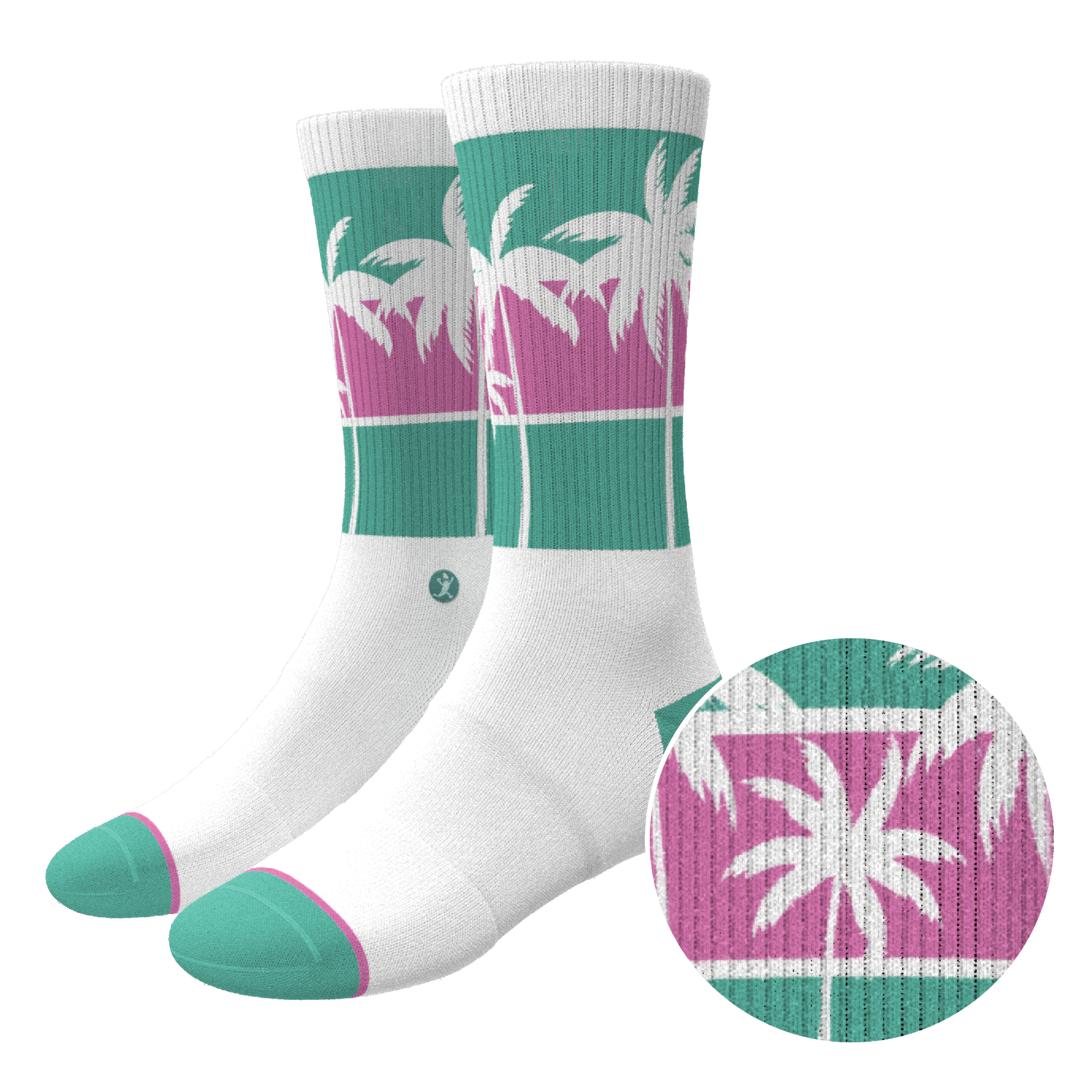 The Venice Beach | Palm Trees Heel Hammock™ Crew Socks - Shinesty