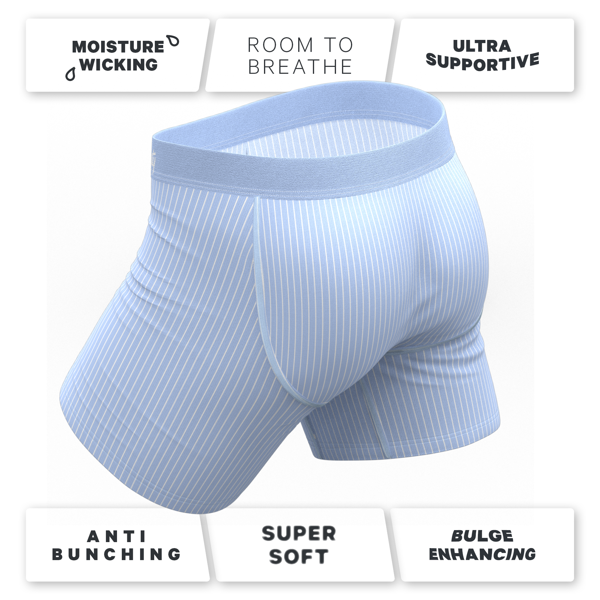 The Venus | Light Blue Stripe Ball Hammock® Pouch Underwear - Shinesty