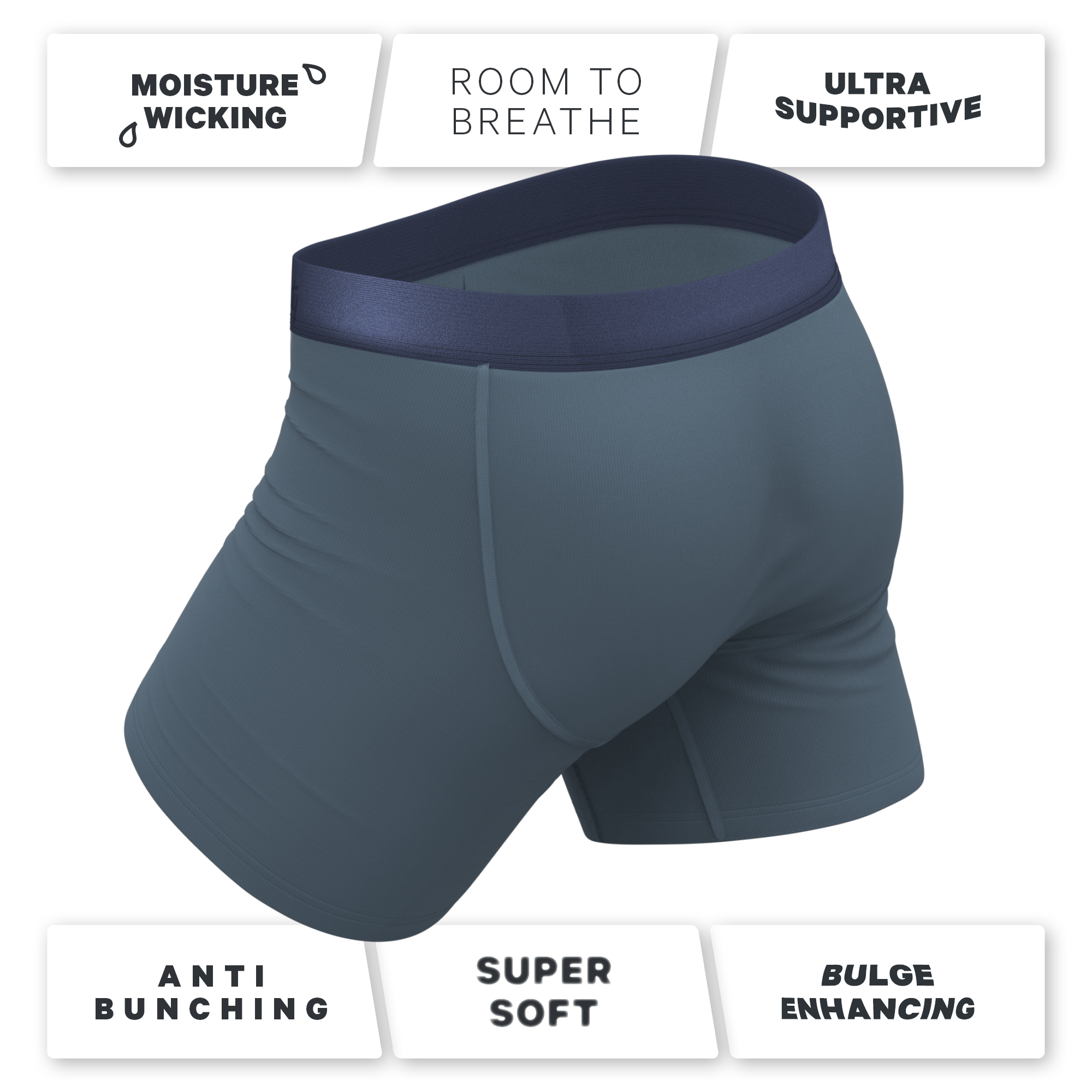 The Wake In The Lake | Tonal Teal Ball Hammock® Pouch Underwear With Fly - Shinesty