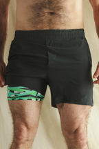 The Water Break | Black and Green Neon Ball Hammock® 7 Inch Athletic Shorts - Shinesty