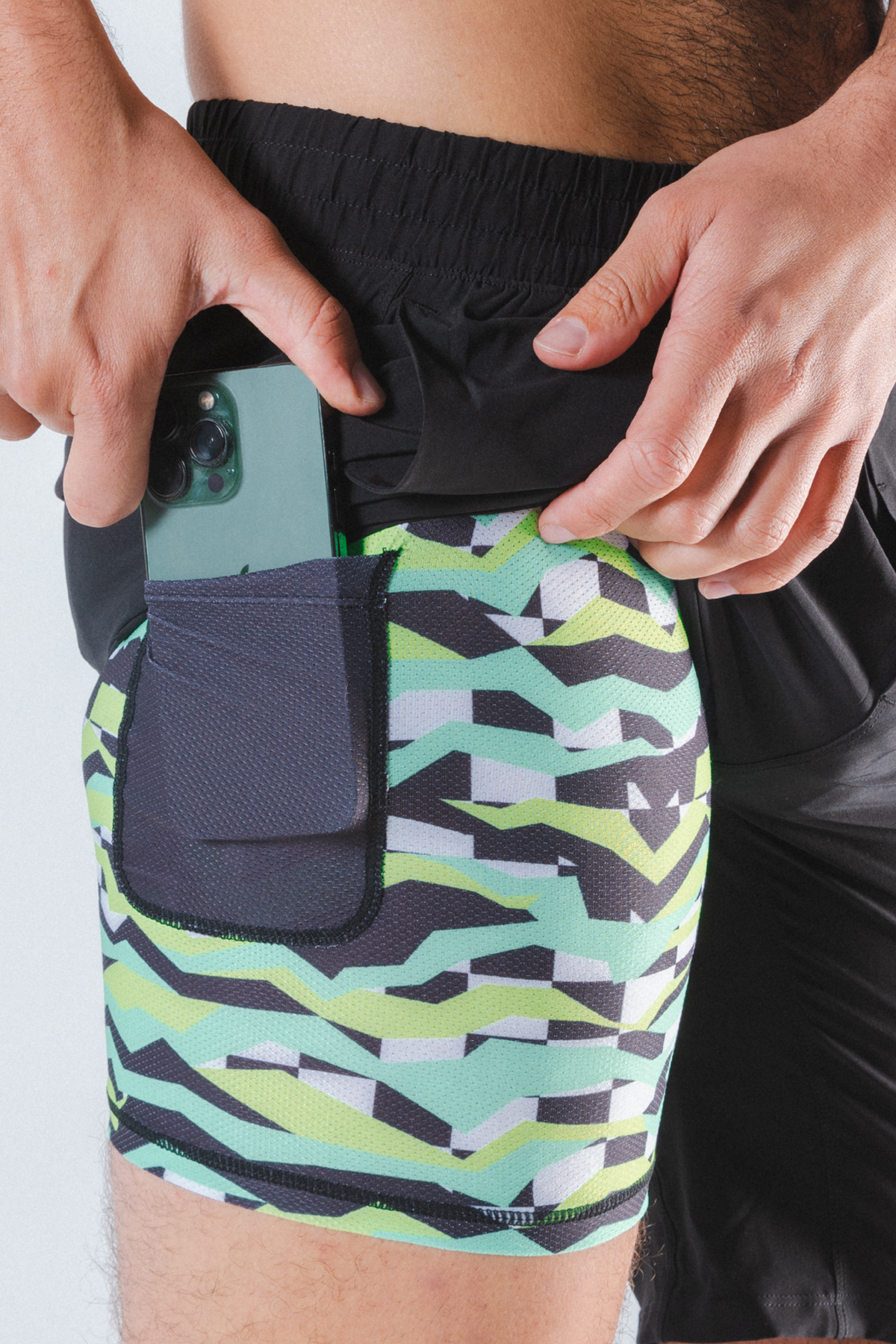 The Water Break | Black and Green Neon Ball Hammock® 9 Inch Athletic Shorts - Shinesty