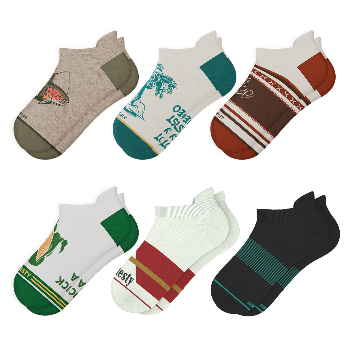 The Western Five | Heel Hammock™ Ankle Socks 6 Pack - Shinesty