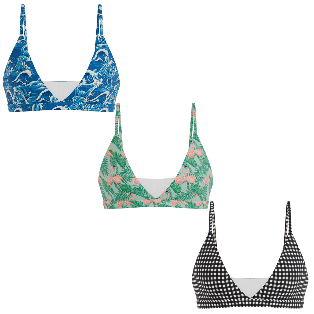 The Wet & Wild | Boob Hammock™ Triangle Bralette 3 Pack - Shinesty
