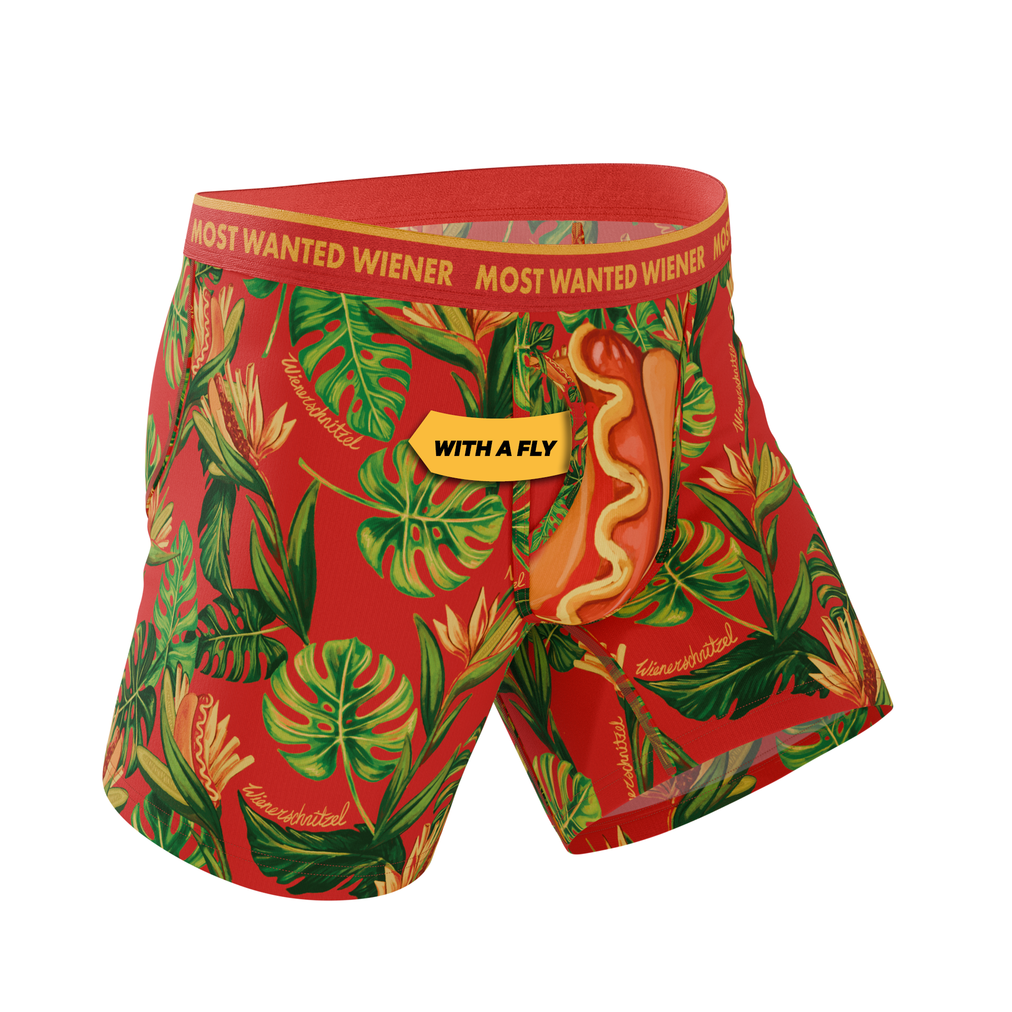 The Wiener In Paradise | Shinesty X Wienerschnitzel Tropical Ball Hammock® Pouch Underwear With Fly - Shinesty