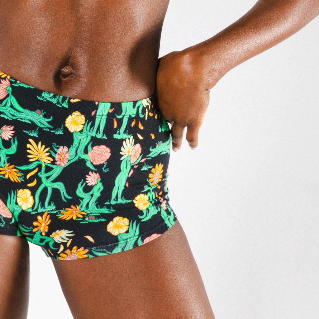 The Garden Of Breedin | Flower Print Modal Boyshort Underwear - Shinesty