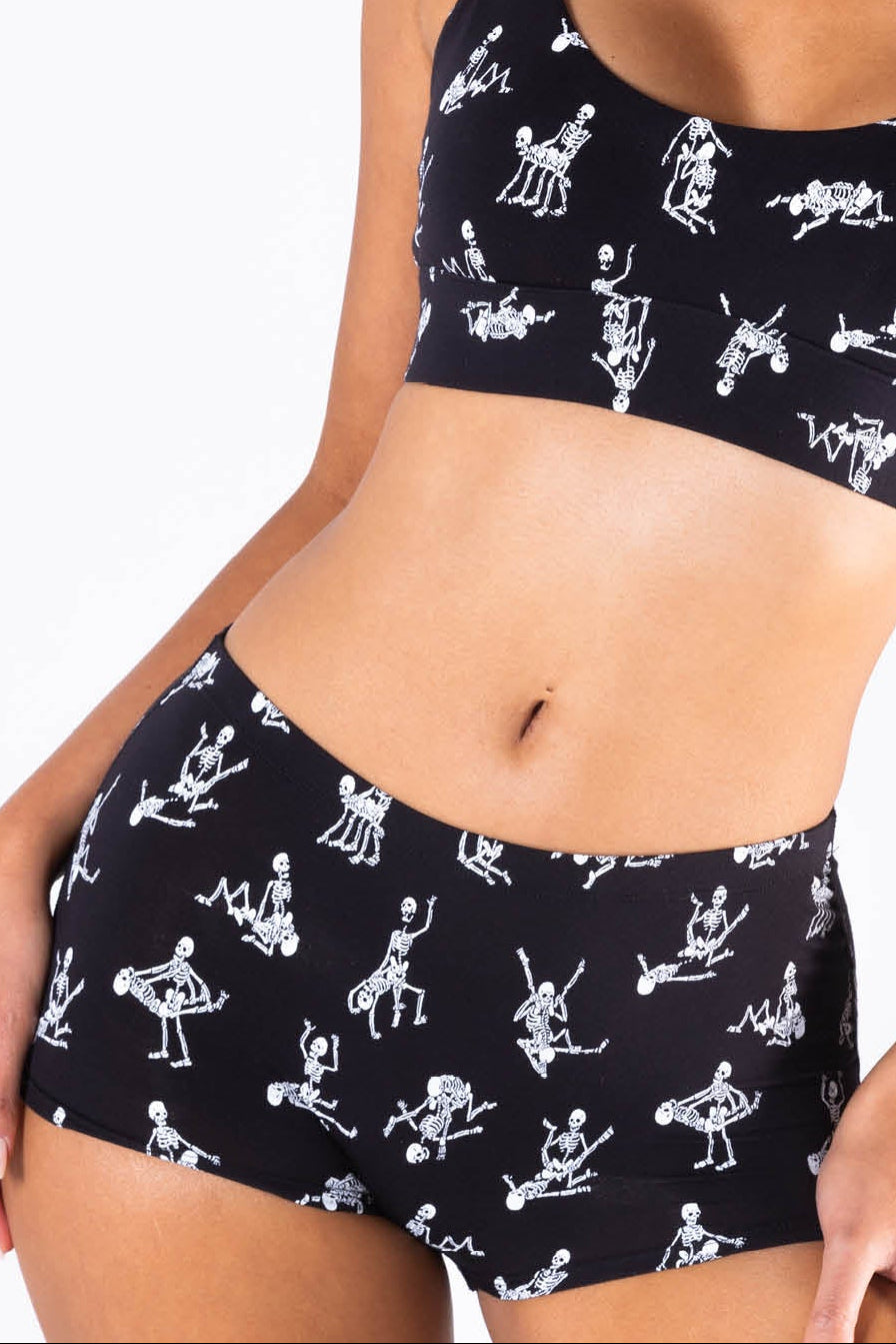 The Bare Back Bones | Glow in the Dark Skeletons Modal Boyshort Underwear - Shinesty