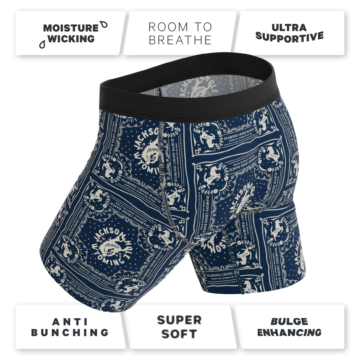 The Wrangle 'Em | Blue Bandana Shinesty x Diamond Cross Ranch Ball Hammock® Boxer - Long Leg - Shinesty