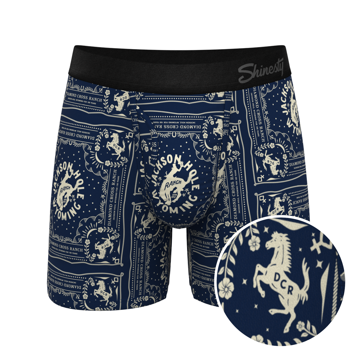 The Wrangle 'Em | Blue Bandana Shinesty x Diamond Cross Ranch Ball Hammock® Pouch Underwear With Fly - Shinesty