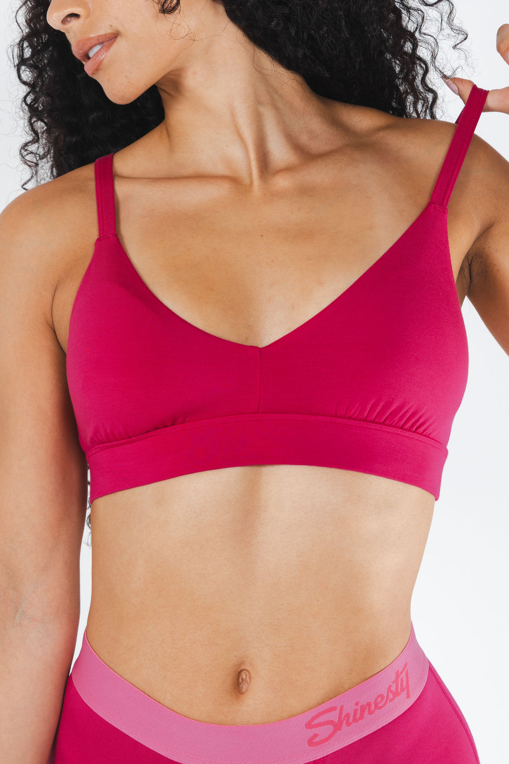 The Begonia | Hot Pink Tonal Boob Hammock™ Plunge Bralette - Shinesty