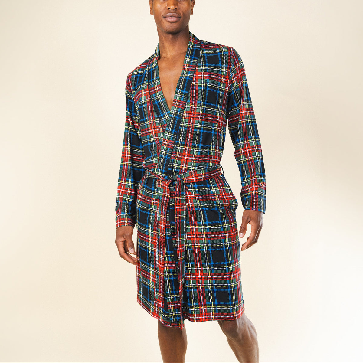 The Cappuccino | Holiday Tartan Plaid Long Modal Robe - Shinesty