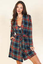 The Cappuccino | Holiday Tartan Plaid Short Modal Robe - Shinesty