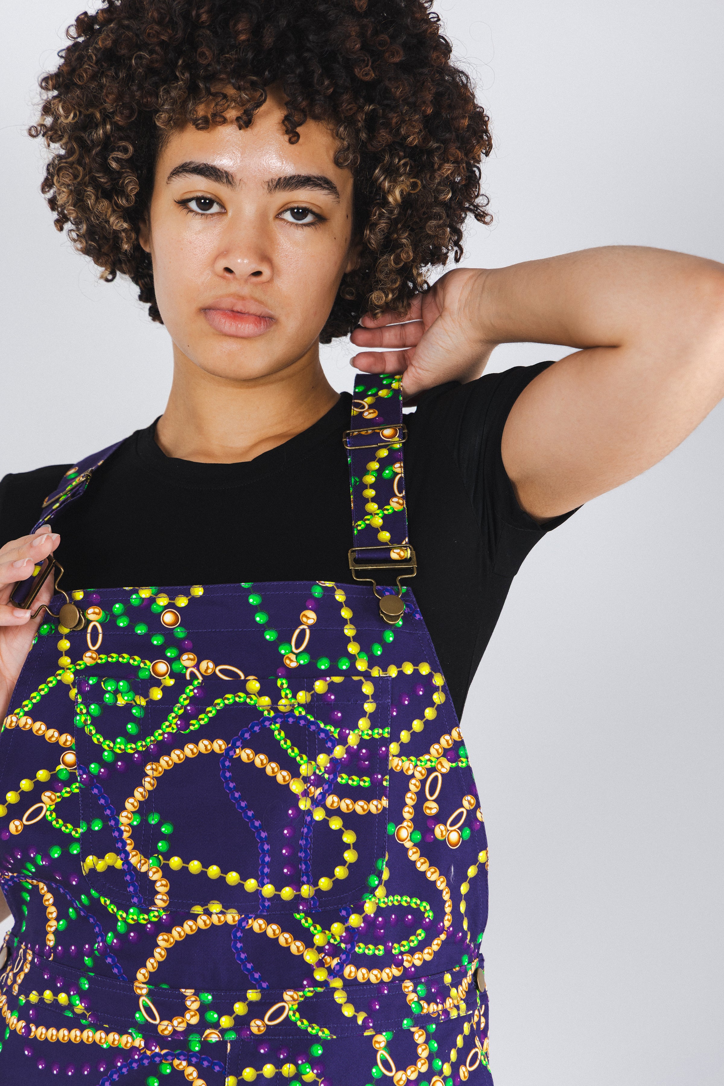 The Carnival Krewe | Mardi Gras Beads Men's Overalls - Shinesty