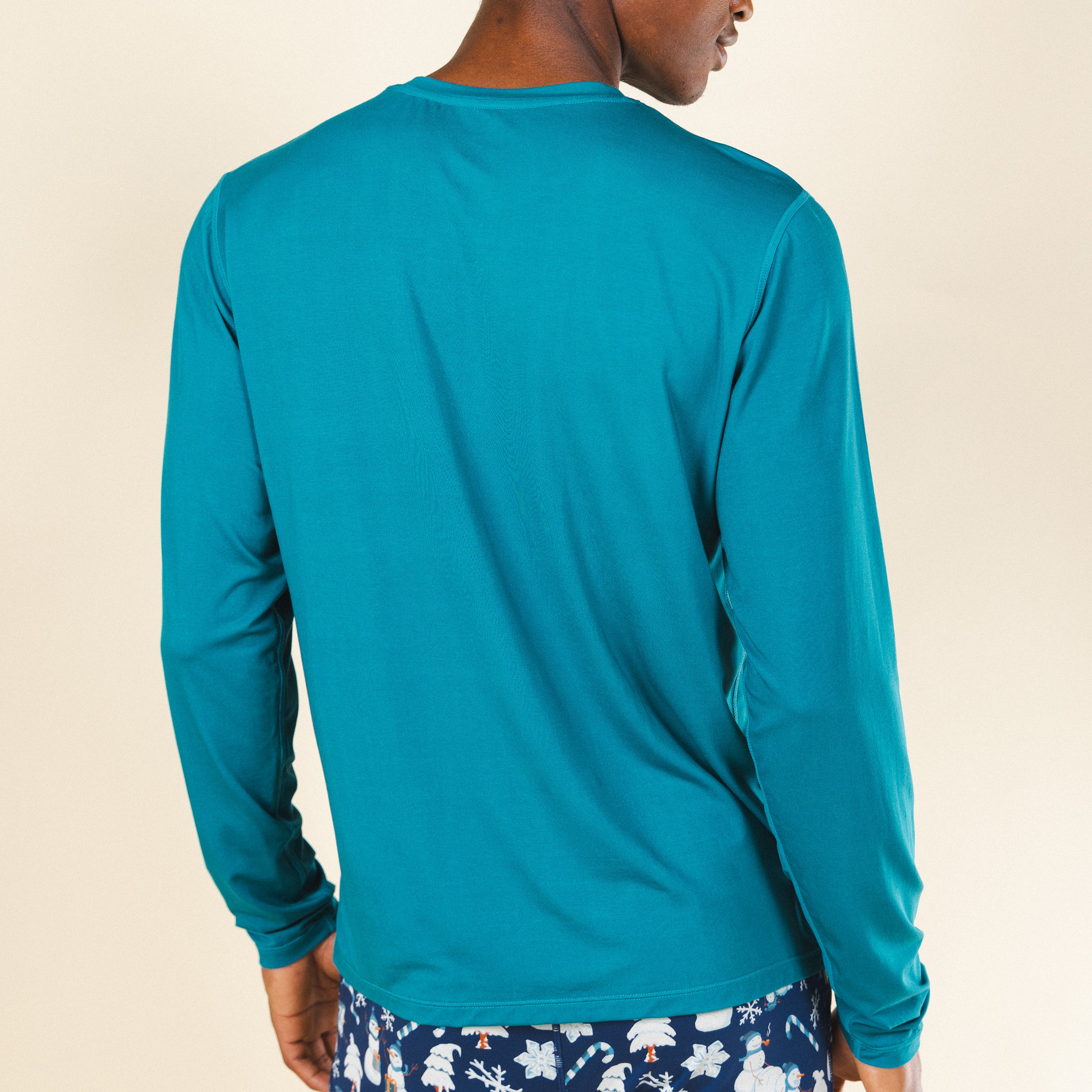 The Caspian Sea | Teal Blue SleepDeep™ Men’s Long Sleeve Pajama Shirt - Shinesty