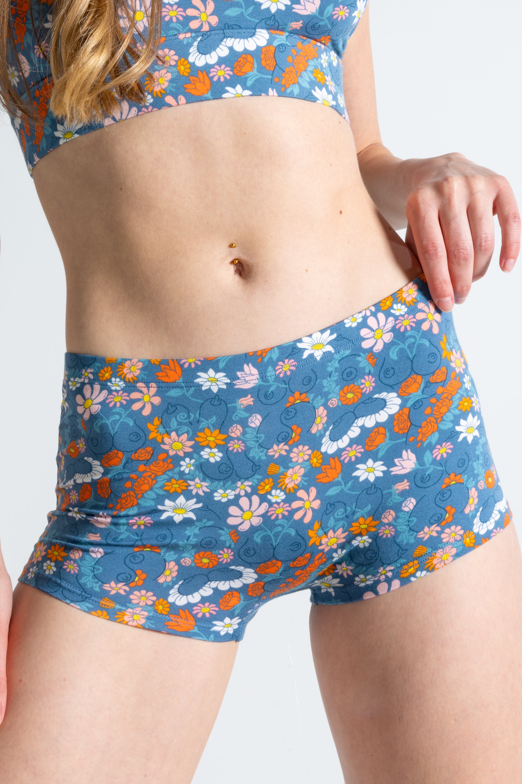 The Gardening Nips | Busty Floral Modal Boyshort Underwear - Shinesty