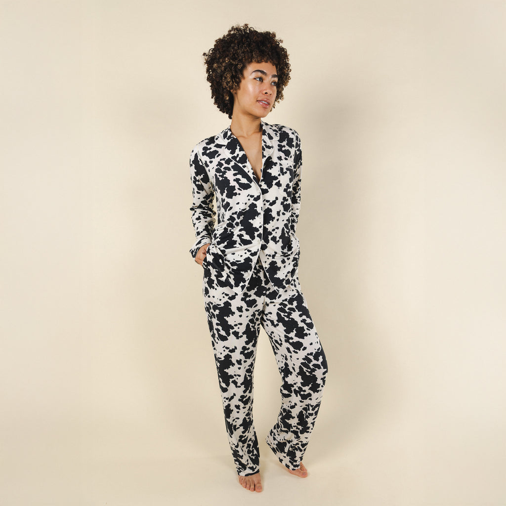 The Graze Escape | Cow Hide SleepDeep™ Women’s Long Sleeve Pajama Set - Shinesty