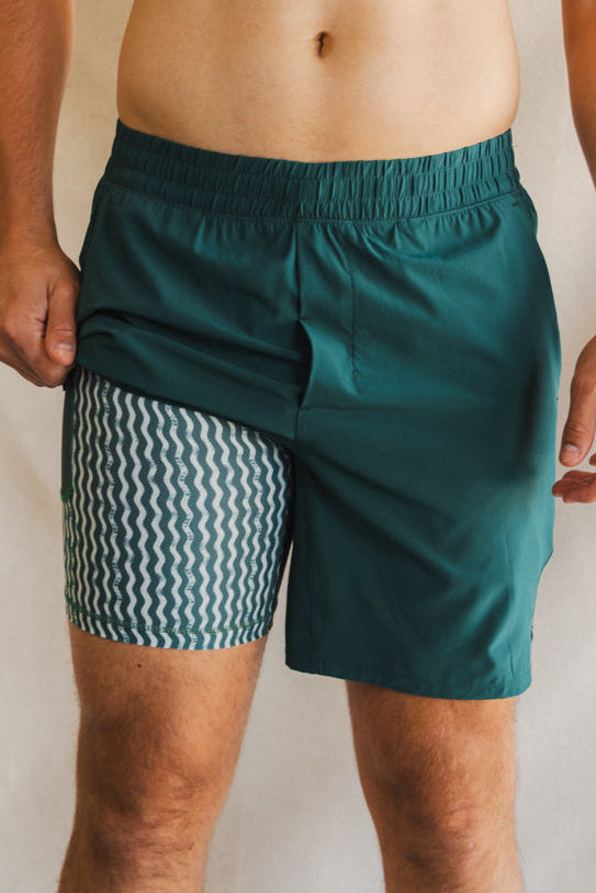 The Green Way | Green Deck Stripe Ball Hammock® 7 Inch Athletic Shorts - Shinesty