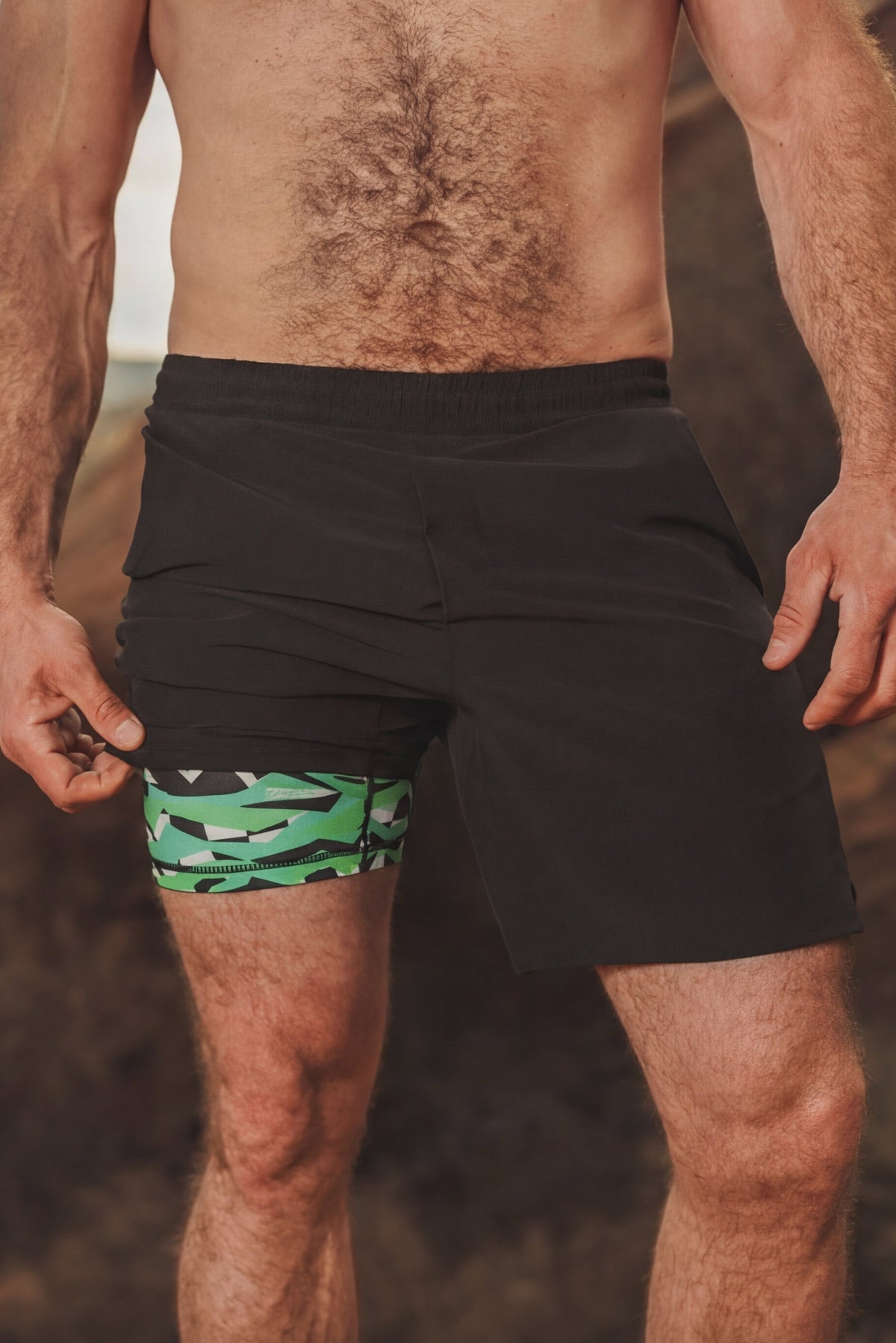 The Water Break | Black and Green Neon Ball Hammock® 5 Inch Athletic Shorts - Shinesty
