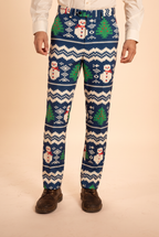 The Eggnog Aficionado | Snowman Fair Isle Men's Printed Suit Pants - Shinesty