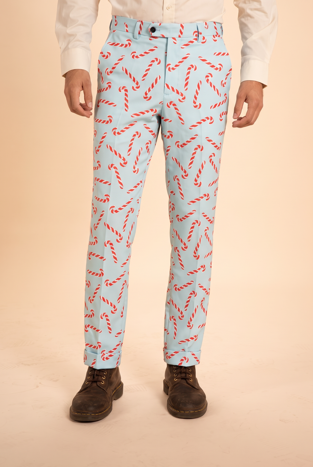 The Peppermint Pimp Canes | Candy Cane Men's Printed Suit Pants - Shinesty