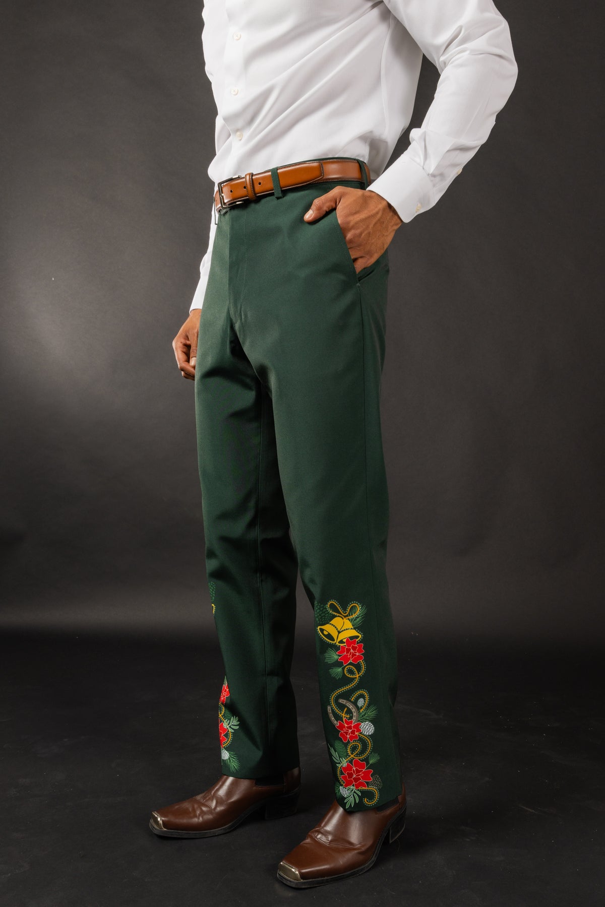 The Holiday Ham | Dark Green Holiday Placement Suit Pants - Shinesty